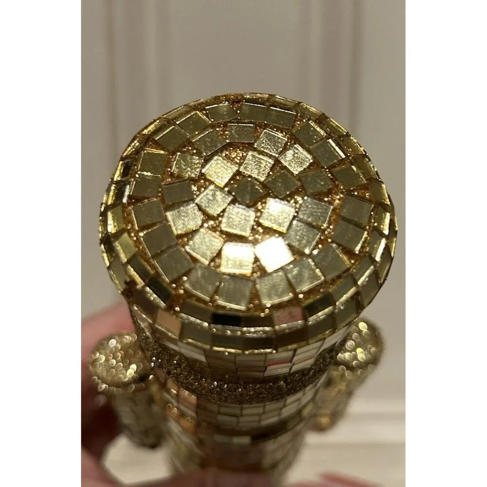 Ashland Mirror Disco Ball Nutcracker Gold Glass Christmas Decor 12in